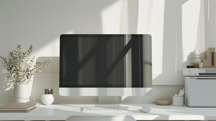 Sticker - A stylish workstation with a computer in the studio or at home