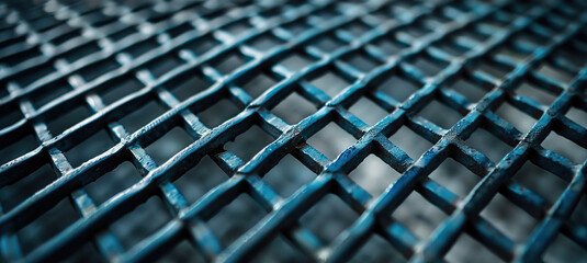 Close up of metal grid net texture, metallic abstract background backdrop