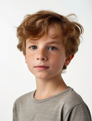 10-Year-Old Boy Against White Background