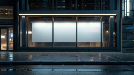 Sticker - Nighttime mockup of a store showcase window in a city