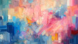 An abstract image with a vibrant blend of pastel colors including pink, blue, and yellow