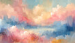 A wide abstract background that captures the essence of a pastel painting, a blend of soft pinks, blues, and yellows