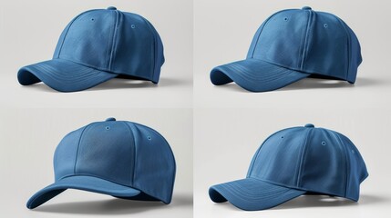 Sticker - A mockup of a baseball cap in four different angles.