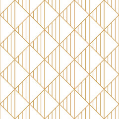 Wall Mural - Seamless pattern with gold square rhombus ,striped line, and triangle.