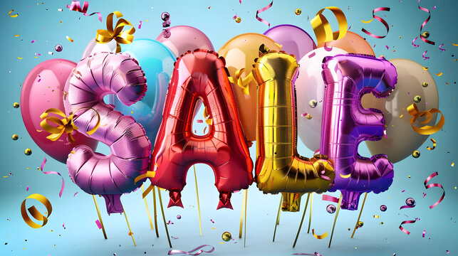 sale word made of Foil balloons 