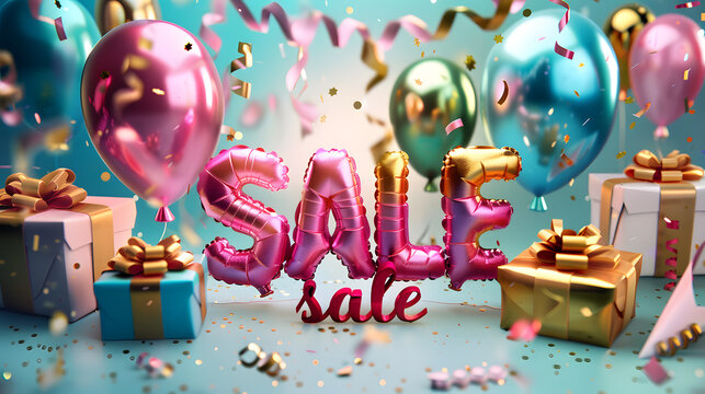 sale word made of Foil balloons 