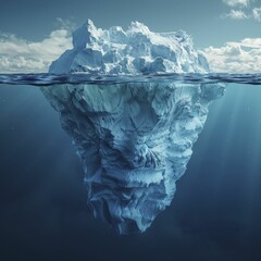  The iceberg's surface resembles a financial chart, concealing profound market insights in its unseen depths.