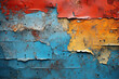 blue orange red yellow teal rusty metal surface with clear signs of corrosion and rust formation. Suitable for backgrounds, textures, industrial concepts, or designs with a weathered 