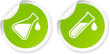 Green sticker and chemical flask, lab tested safe product labels