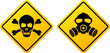 Poison warning sign, toxic hazard symbol isolated