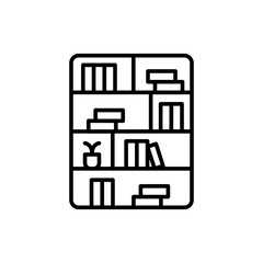Poster - Bookshelf outline icons, minimalist vector illustration ,simple transparent graphic element .Isolated on white background