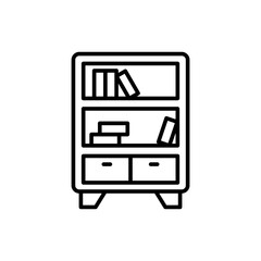 Poster - Bookshelf outline icons, minimalist vector illustration ,simple transparent graphic element .Isolated on white background