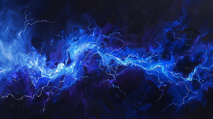 Wall Mural - Against a backdrop of deep obsidian, a solitary tendril of sapphire haze twists and contorts, evoking the mesmerizing spectacle of a lightning bolt electrifying the night sky.
