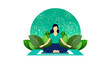 woman sitting in yoga lotus pose, Healthy wellness Asian woman yoga breathing meditating in lotus position, Spirit of the universe, A woman performs yoga and meditate, Meditation, mindfulness