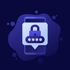 Sticker - password access icon with a mobile phone, vector design