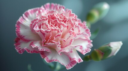 Poster - Pink and white carnation with green stem