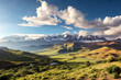 Landscape photo of nature mountains of Bolivia with greenery vegetation, sunny summer day. Scenic view of bolivian natural wilderness. Global ecology concept. Copy ad text space, nature backgrounds
