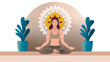 woman sitting in yoga lotus pose, Healthy wellness Asian woman yoga breathing meditating in lotus position, Spirit of the universe, A woman performs yoga and meditate, Meditation, mindfulness
