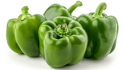 Wall Mural - Three green peppers on white surface