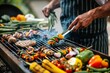 Vibrant Alfresco BBQ: A Culinary Celebration with Spicy Skewers, Smoked Meats, and Fresh Marinated Vegetables