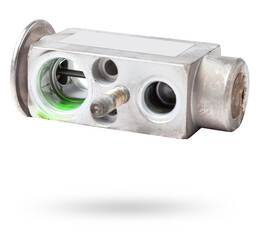 Canvas Print - Car air conditioner valve for adjusting the pressure in the climate control system on a white isolated background. Spare parts catalog.