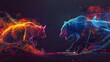 Fierce Encounter: Bear and Bull Clash in Dramatic, Symbolic Composition