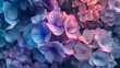 A close-up photograph of a bunch of blue and purple flowers with a pink tint on the right side of the image.