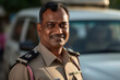 Middle age man in indian police uniform