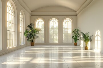 Wall Mural - architecture building interior light design floor room windows luxury hall old house stone wall vintage