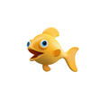 Cute, happy goldfish with big eyes, 3D. Realistic icon. For childhood concepts. Desire and fulfillment of dreams, advertising. Vector