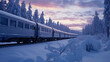 train running in the snowy weather