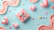 Decoration Valentine s Day Background with Colorful Shapes and Gift Box