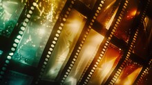 A Colorful Image Of Film Strips With A Bright, Vibrant, And Lively Atmosphere