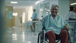 senior man smiling on wheelchair