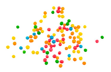 Poster - colorful sugar cake decoration balls, colorful candy splashes or confetti background, isolated on a transparent background, overlay graphic element
