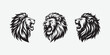 © Artsy N - set of 3 lion head angry roaring logo vector silhouette, shows power and strenght