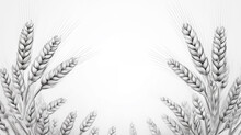 Wheat Spikelets Circle Product, In Black, White Graphics