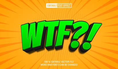 Poster - Editable 3d text style effect - Wtf Comic Cartoon text effect Template