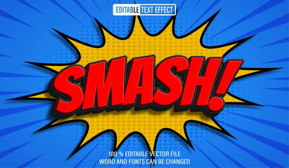 Poster - Editable 3d text style effect - Smash Comic Cartoon text effect Template