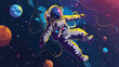 Astronaut exploring outer space. Cosmonaut in space