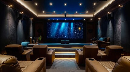  Luxury Home Theater Interior with Comfortable Seating