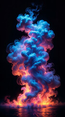 Leinwandbilder - a digital art piece featuring a mix of red, blue, and yellow smoke against a black background