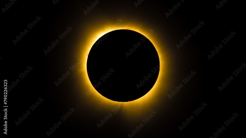 Solar Eclipse Color Color photo of a solar eclipse in totality with visible ring of fire ...