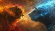 Mythic Duel: Fire and Lightning in Epic Battle