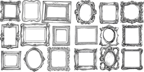Aufkleber - Sketch frame, doodle style photo and art mirror frames