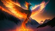 fiery phoenix and icy mountains