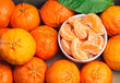 Fruit, healthy and tangerine slice for diet or weight loss in studio, closeup or zoom and orange. Mandarin, food and group or tropical with vitamin c for wellness, eating and nutrition or natural