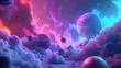 Cosmic wonderscape: stunning 3D space scene adorned with colorful planets, stars, and nebulae, invoking a sense of the universe's immense beauty and intrigue. 3d backgrounds