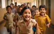 Indian school kids running