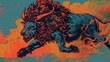 Vivid Artwork of a Dynamic Lion-Ox Chimera